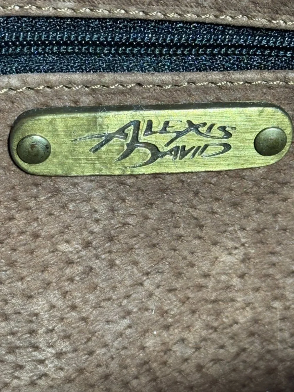 Alexis David Yellow Tooled Embossed Leather Handbag Purse Large Whipstitch NEW